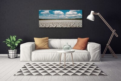 Canvas print Dried river bed landscape brown blue white