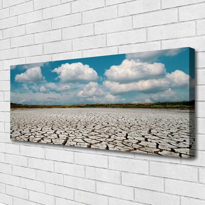 Canvas print Dried river bed landscape brown blue white