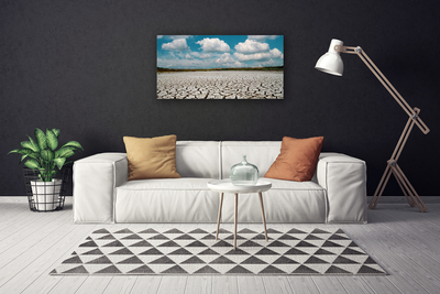 Canvas print Dried river bed landscape brown blue white