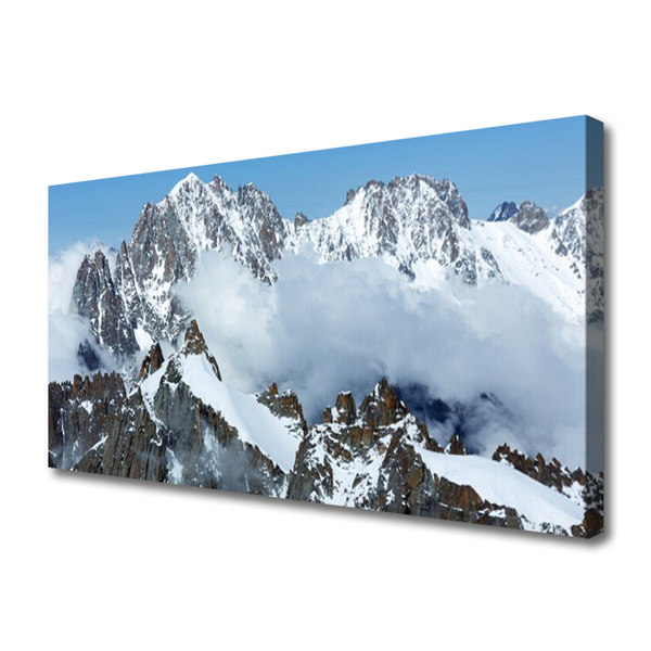 Canvas print Mountains landscape blue grey white