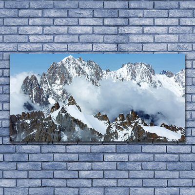 Canvas print Mountains landscape blue grey white