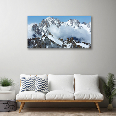 Canvas print Mountains landscape blue grey white