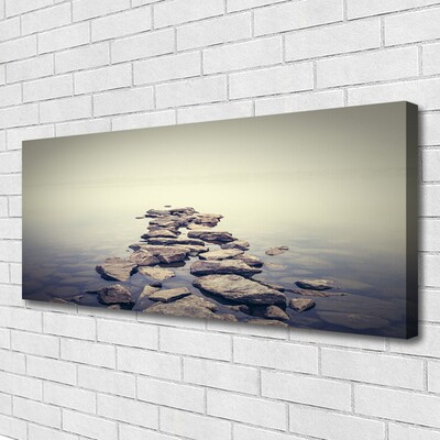 Canvas print Stones water landscape white grey