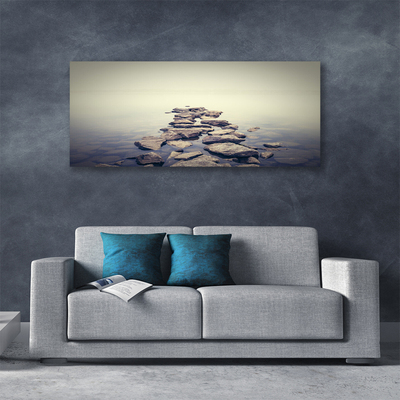 Canvas print Stones water landscape white grey