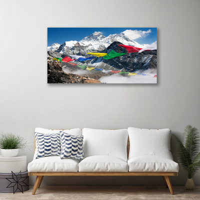 Canvas print Mountains landscape blue grey white