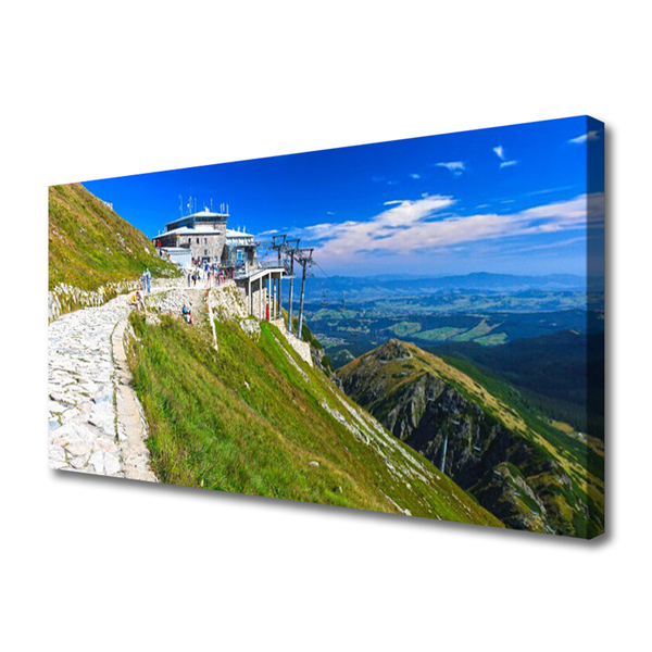 Canvas print Mountains path landscape blue green white