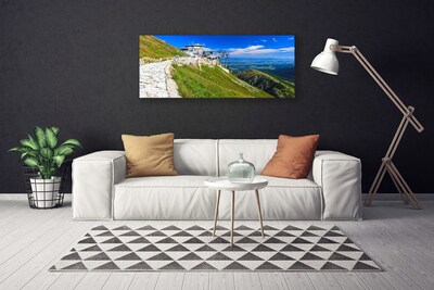 Canvas print Mountains path landscape blue green white