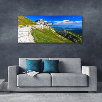 Canvas print Mountains path landscape blue green white