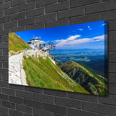 Canvas print Mountains path landscape blue green white