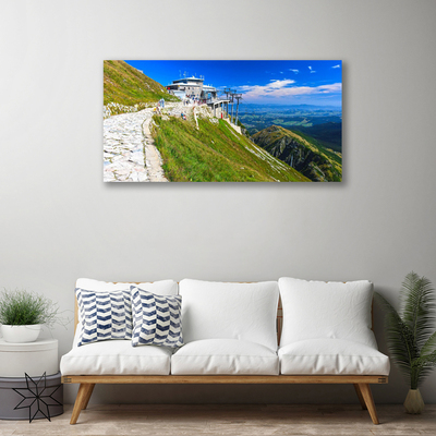 Canvas print Mountains path landscape blue green white