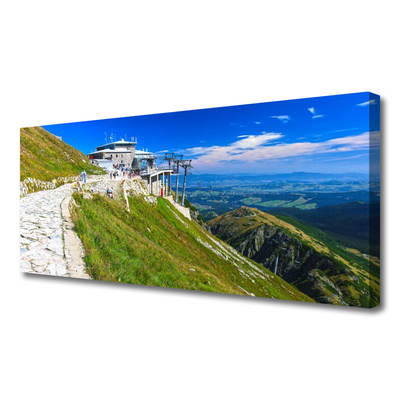 Canvas print Mountains path landscape blue green white