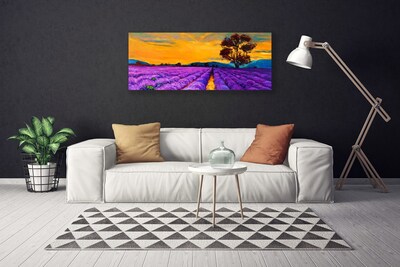 Canvas print Field landscape purple yellow brown