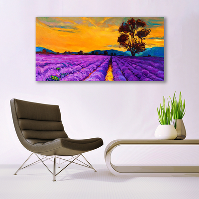 Canvas print Field landscape purple yellow brown