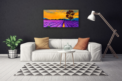 Canvas print Field landscape purple yellow brown