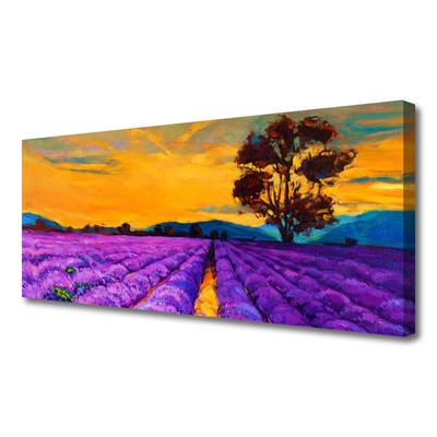 Canvas print Field landscape purple yellow brown