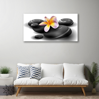 Canvas print Flower stones nature black yellow purple grey