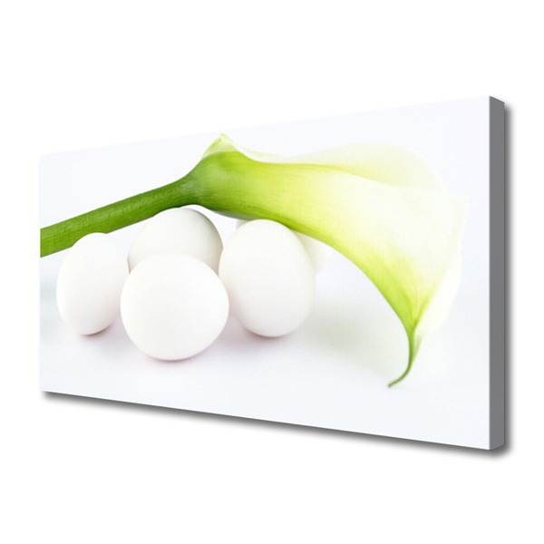 Canvas print Eggs floral white green