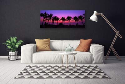 Canvas print Palm trees landscape black purple pink