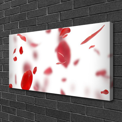 Canvas print Rose petals floral red white