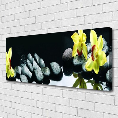 Canvas print Flower stones floral yellow black