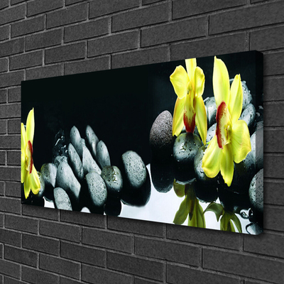 Canvas print Flower stones floral yellow black