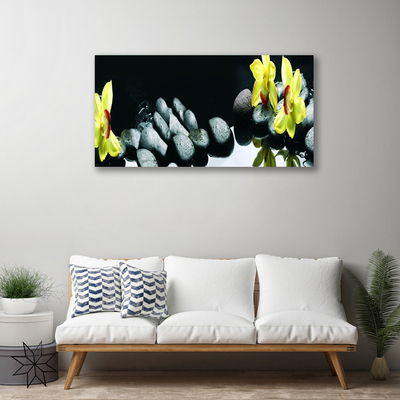 Canvas print Flower stones floral yellow black