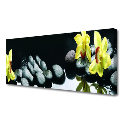 Canvas print Flower stones floral yellow black