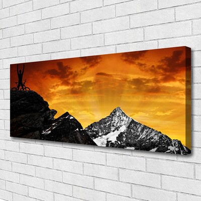 Canvas print Mountains landscape orange grey black