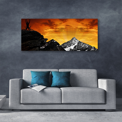Canvas print Mountains landscape orange grey black