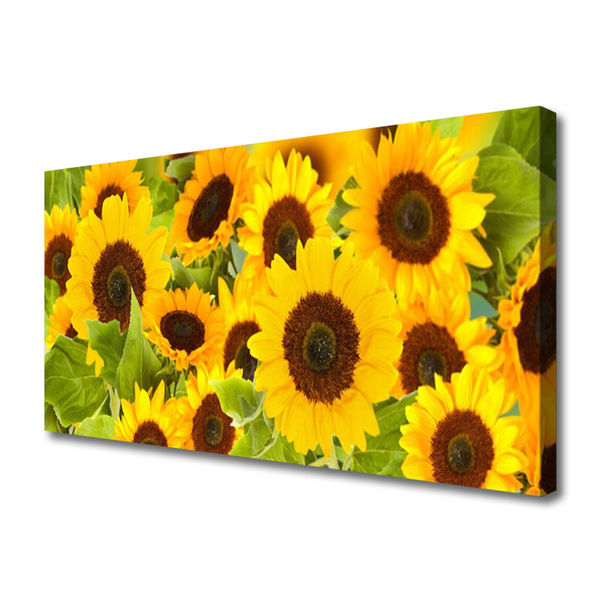 Canvas print Sunflowers floral yellow brown green