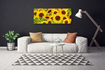 Canvas print Sunflowers floral yellow brown green