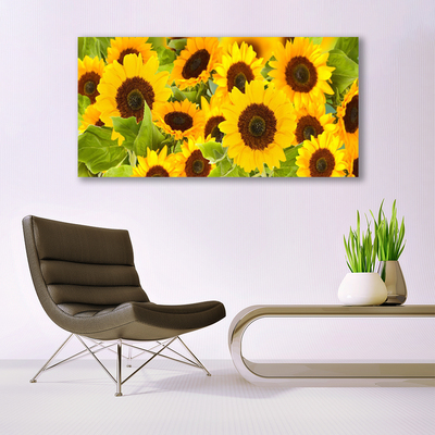 Canvas print Sunflowers floral yellow brown green