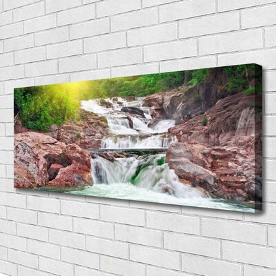 Canvas print Waterfall nature green white