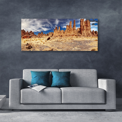 Canvas print Desert landscape brown white blue