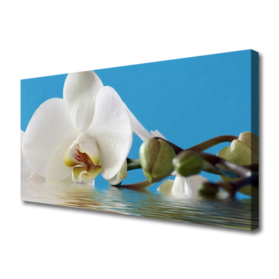 Canvas print Flower floral white green blue