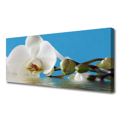 Canvas print Flower floral white green blue