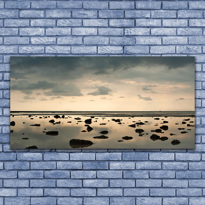 Canvas print Water landscape grey