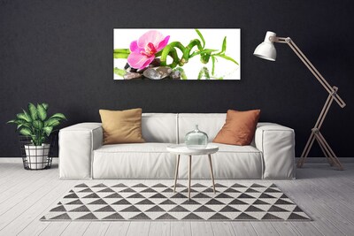 Canvas print Flower floral pink green grey white