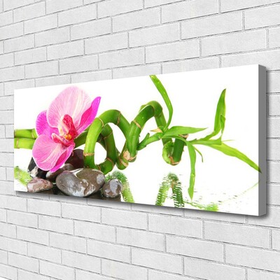 Canvas print Flower floral pink green grey white