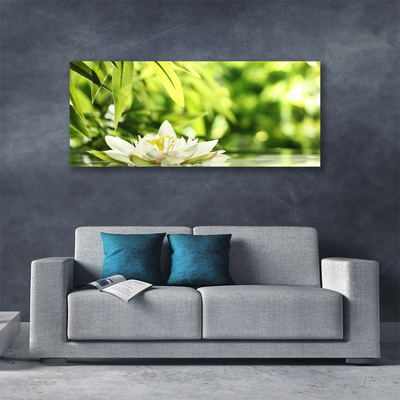 Canvas print Flower leaves floral white green yellow
