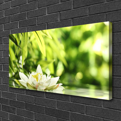 Canvas print Flower leaves floral white green yellow