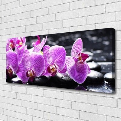 Canvas print Flower stones floral purple black