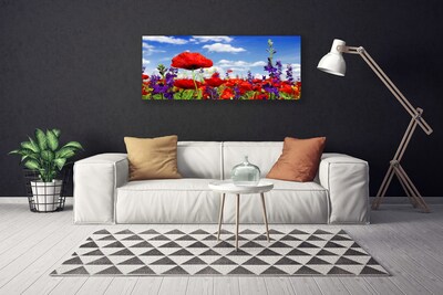 Canvas print Flowers nature red blue purple green