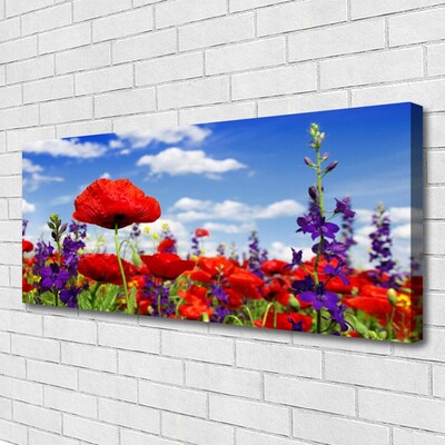 Canvas print Flowers nature red blue purple green