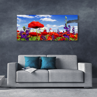 Canvas print Flowers nature red blue purple green