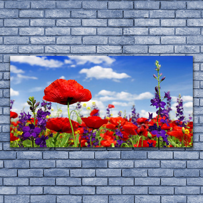 Canvas print Flowers nature red blue purple green