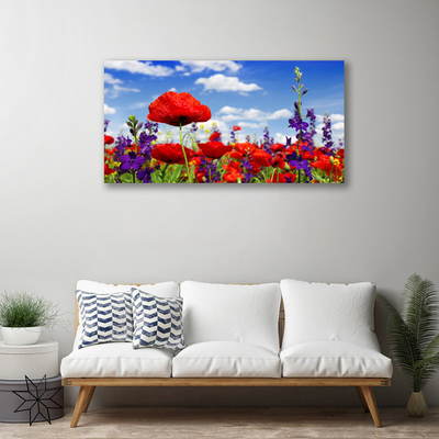Canvas print Flowers nature red blue purple green