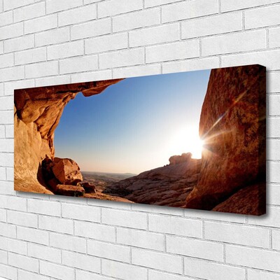 Canvas print Rock sun landscape brown blue