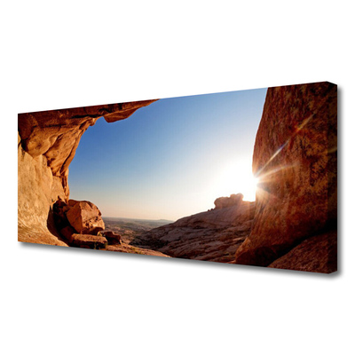 Canvas print Rock sun landscape brown blue