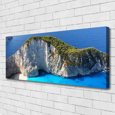 Canvas print Rocky sea landscape grey green blue